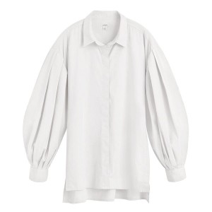 Koszule Damskie Cuyana Poplin Balloon Sleeve Białe | OZF324KG
