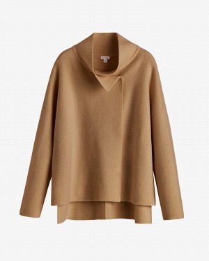 Kurtki Damskie Cuyana Wełna Cashmere Krótkie Brązowe | SBH7933ZC