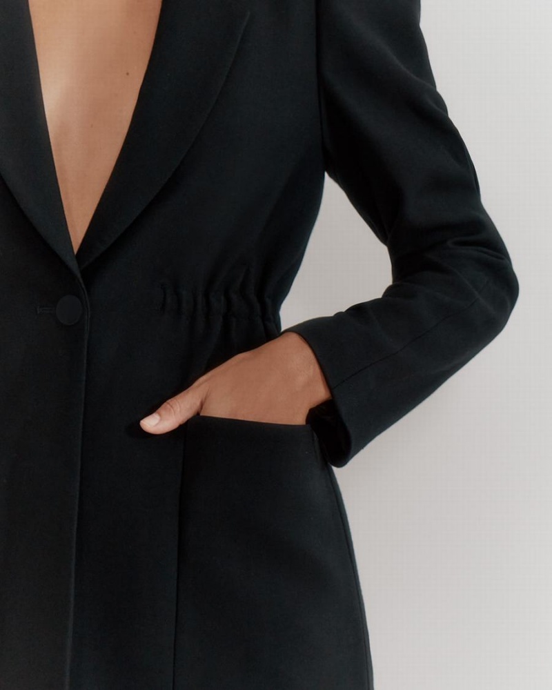 Blezery Damskie Cuyana Draped Sleeve Czarne | HGA652YW