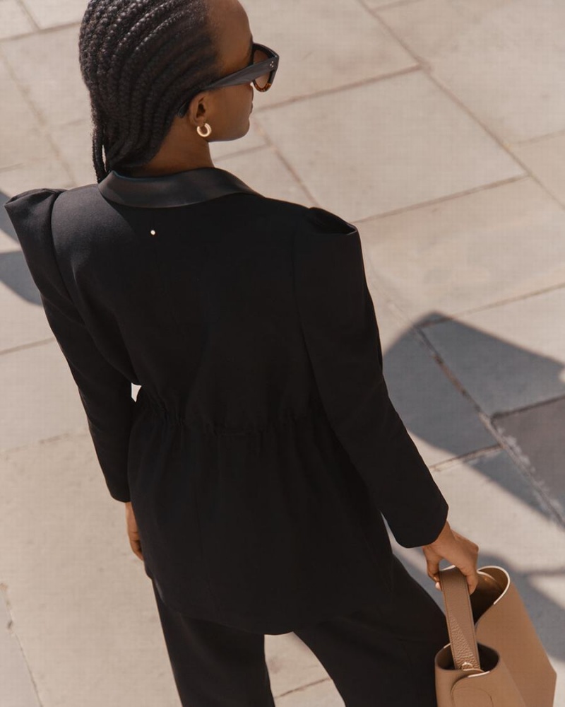Blezery Damskie Cuyana Draped Sleeve Czarne | HGA652YW