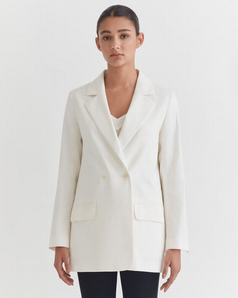 Blezery Damskie Cuyana Linen Relaxed Białe | MMZ12NU