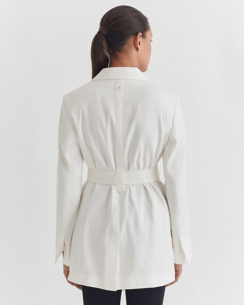Blezery Damskie Cuyana Linen Relaxed Białe | MMZ12NU