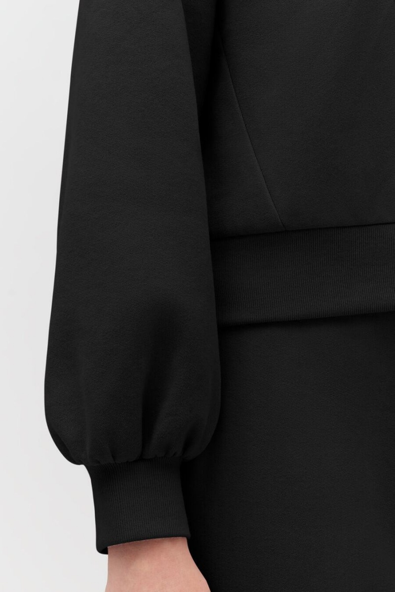 Bluza z Kapturem Damskie Cuyana Fleece Cropped Zip Czarne | VSA5895TV
