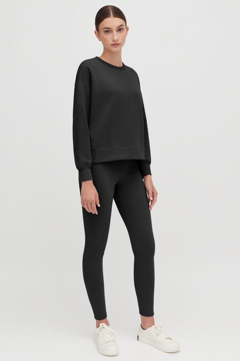 Bluzy Damskie Cuyana Fleece Cropped Czarne | NHZ4522TC