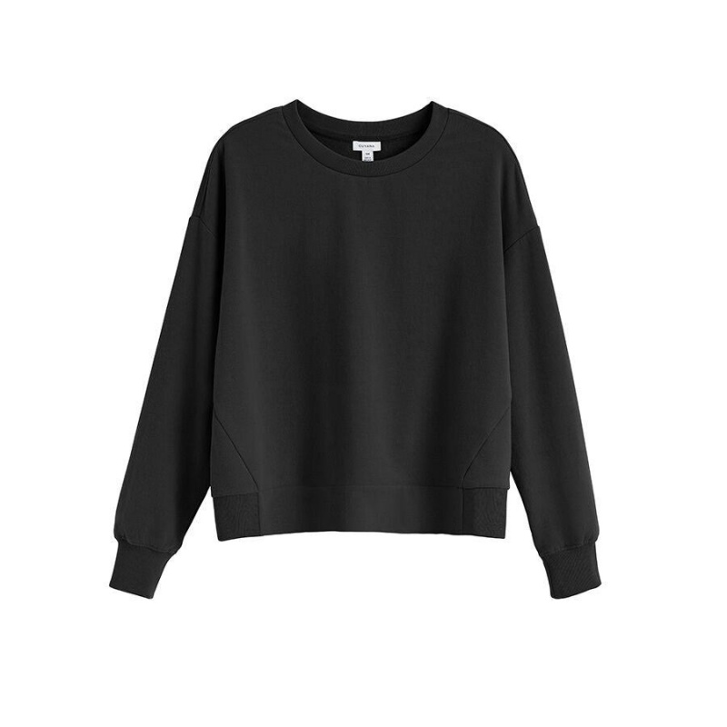 Bluzy Damskie Cuyana Fleece Cropped Czarne | NHZ4522TC