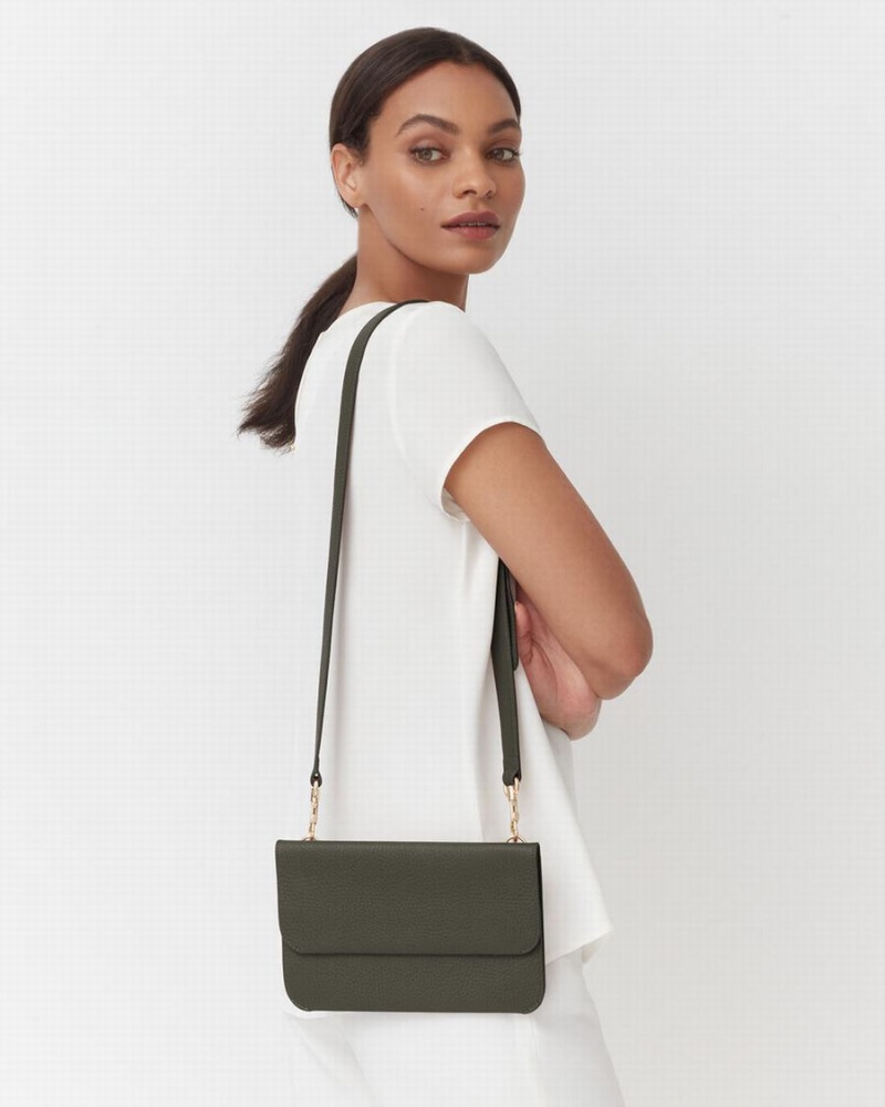 Kopertówki Damskie Cuyana System Flap Ciemny Zielone | YGV3610MQ