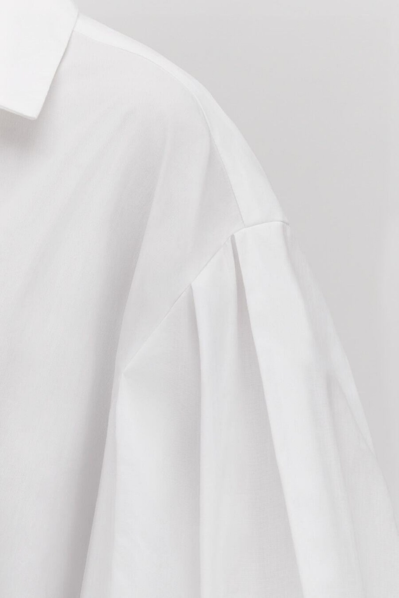 Koszule Damskie Cuyana Poplin Balloon Sleeve Białe | OZF324KG