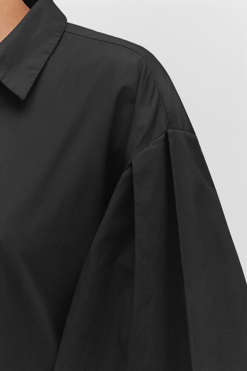 Koszule Damskie Cuyana Poplin Balloon Sleeve Czarne | BDH154EZ