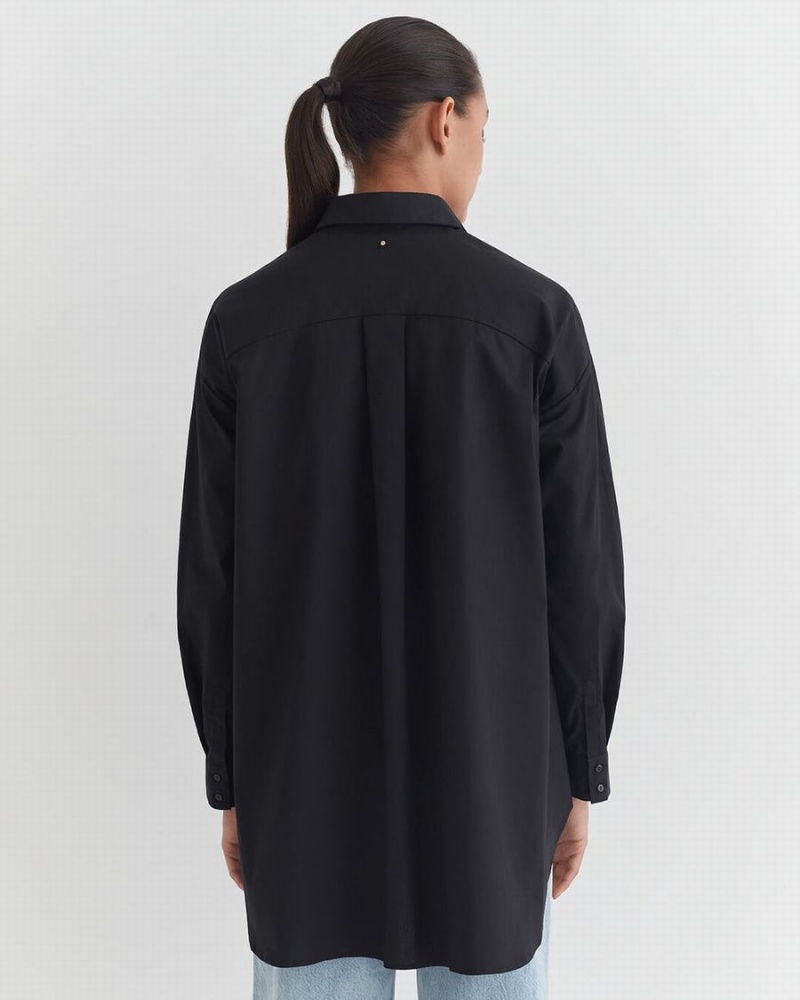 Koszule Damskie Cuyana Poplin Oversized Czarne | OLM5284LT