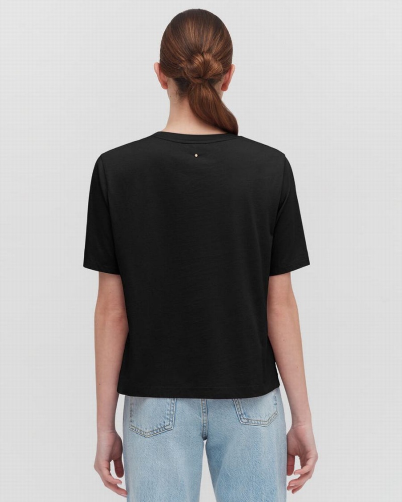 Koszulki Damskie Cuyana Pima Cropped Tee Czarne | NXO3943JL