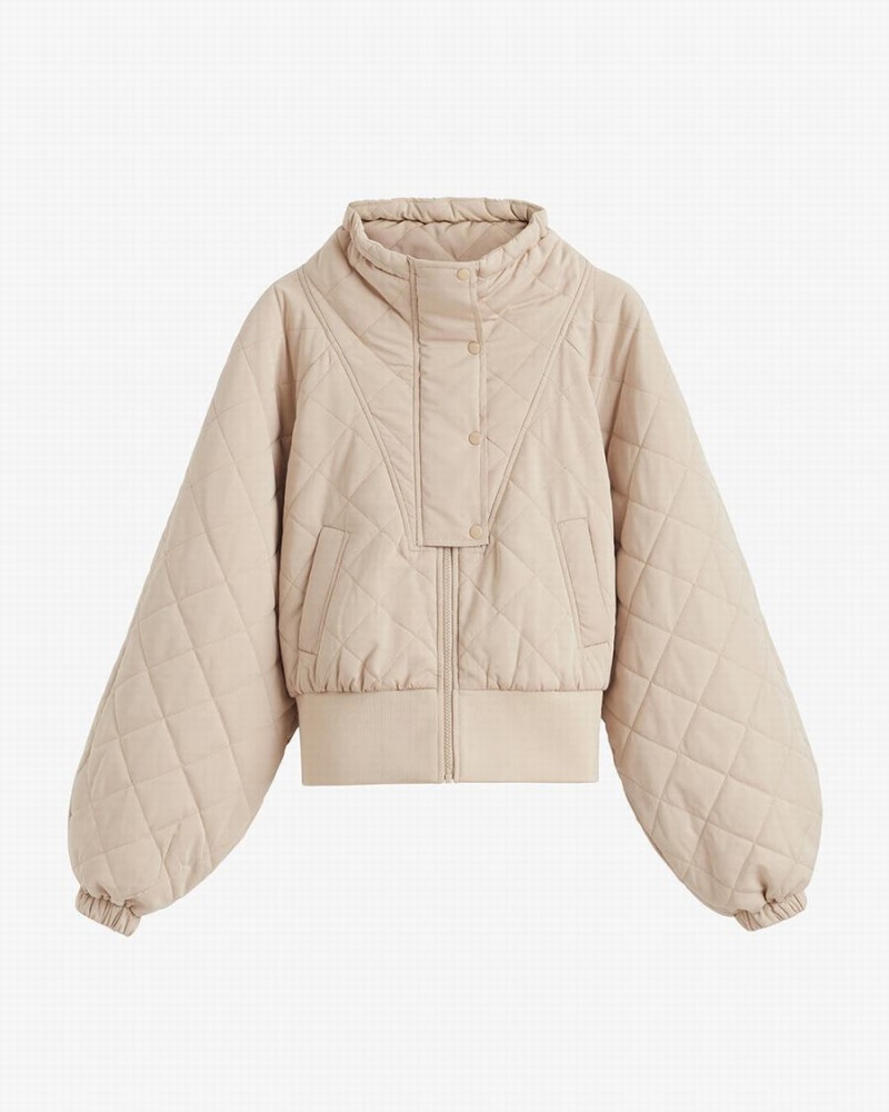 Kurtki Puchowe Damskie Cuyana Balloon Sleeve Light Puffer Brązowe | ELI2054TE