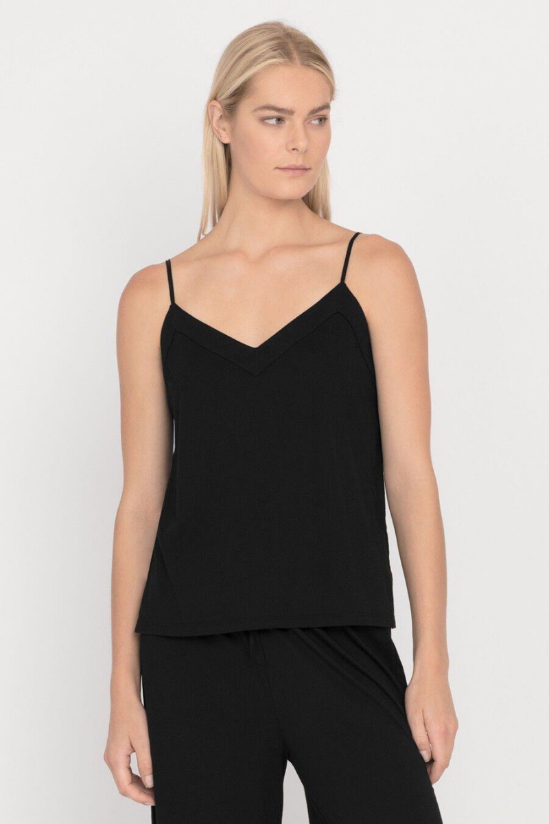 Podkoszulki Damskie Cuyana Organic Pima Cami Czarne | VVK3879SQ