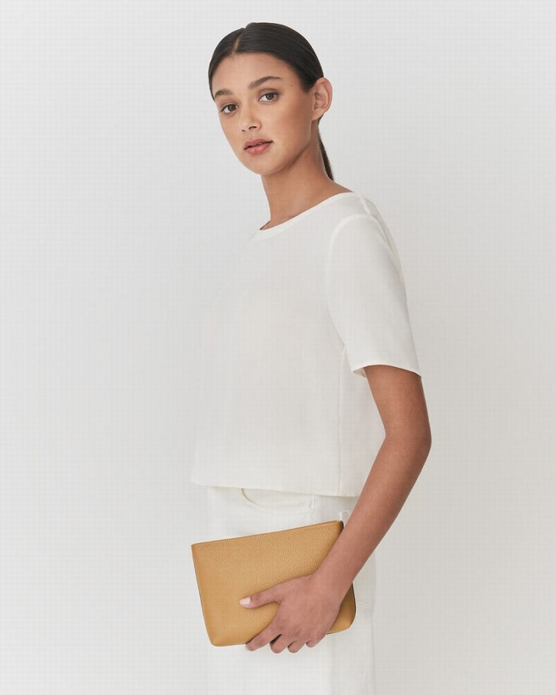 Pouches Damskie Cuyana Mini Zamkiem Żółte Brązowe | JTX5728VE
