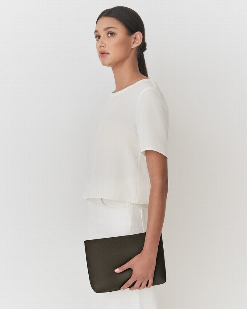 Pouches Damskie Cuyana Small Zamkiem Ciemny Zielone | QZF7520WQ
