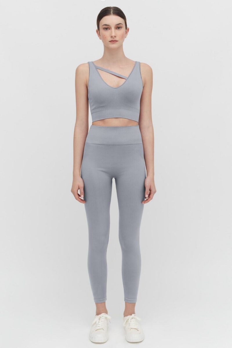 Przycięte Topy Damskie Cuyana Stretch Szare | YNO5261HP