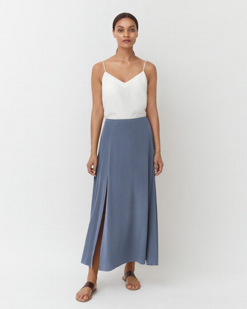Spódnice Damskie Cuyana Washable Silk Maxi Niebieskie | XVJ7922KL