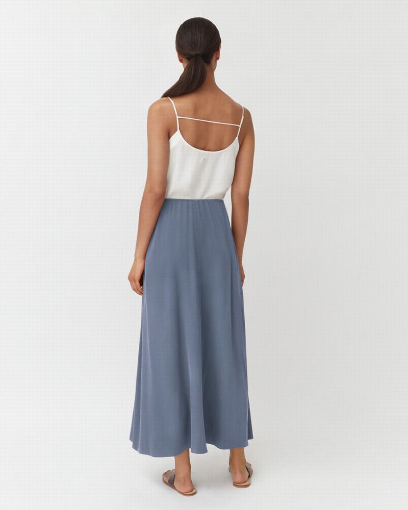 Spódnice Damskie Cuyana Washable Silk Maxi Niebieskie | XVJ7922KL