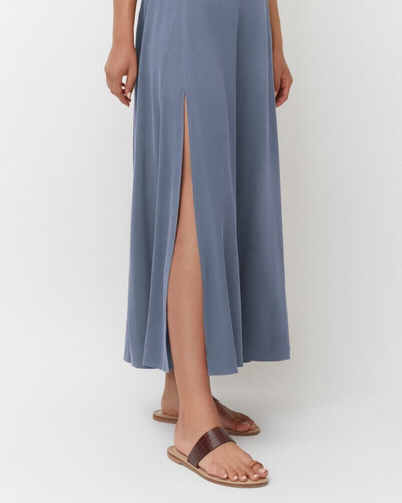 Spódnice Damskie Cuyana Washable Silk Maxi Niebieskie | XVJ7922KL