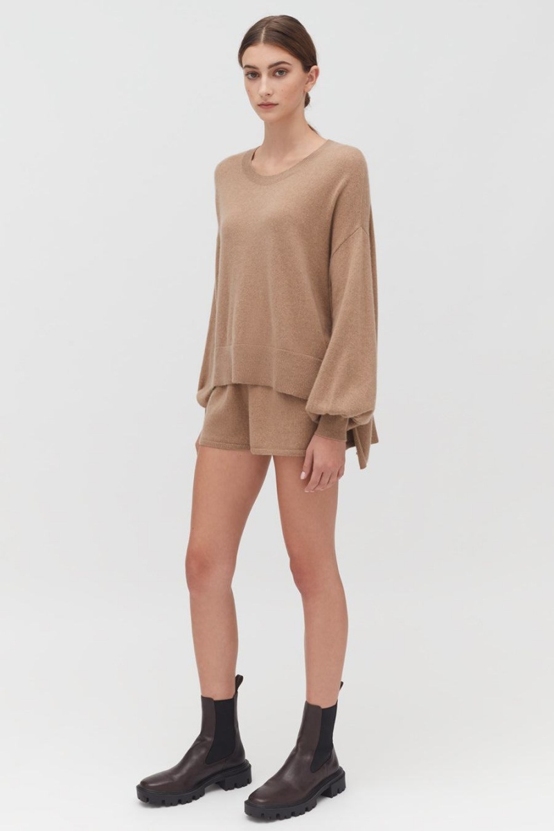 Spodenki Damskie Cuyana Single-Origin Cashmere Brązowe | OSC2985EL