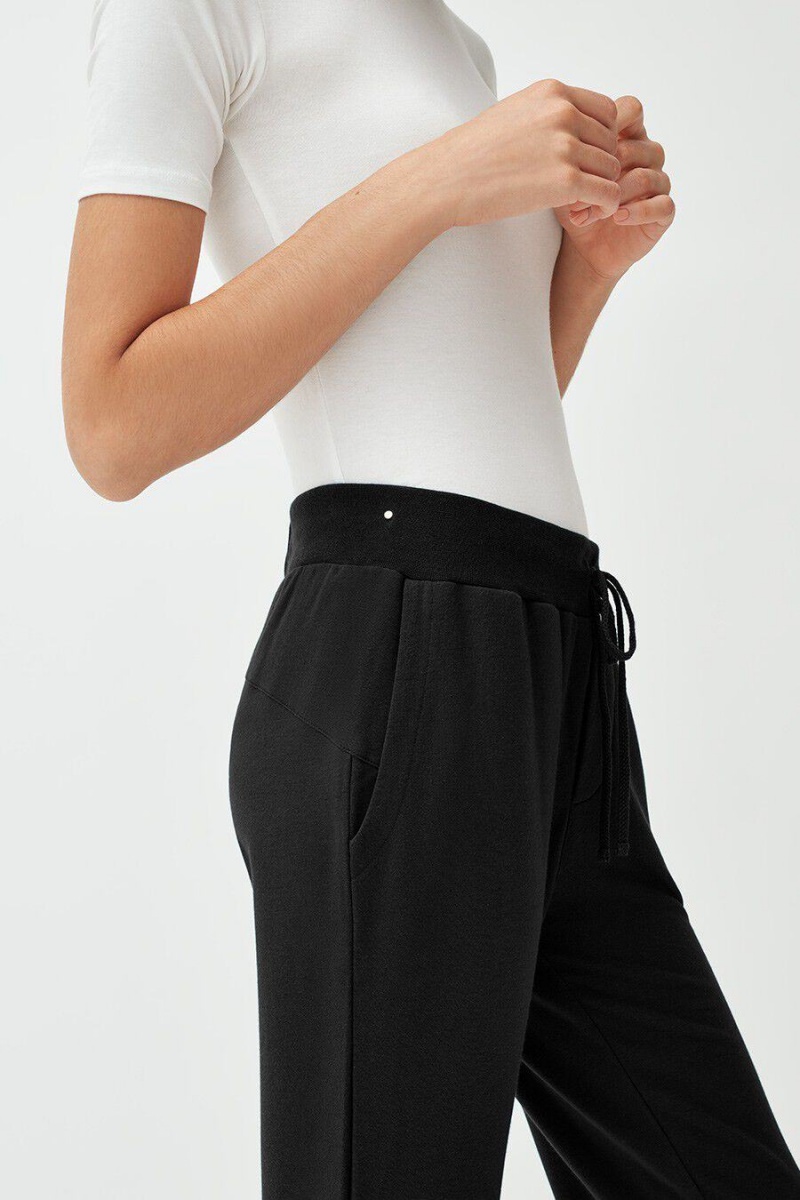 Spodnie Damskie Cuyana French Terry Tapered Lounge Czarne | VSU5056AW