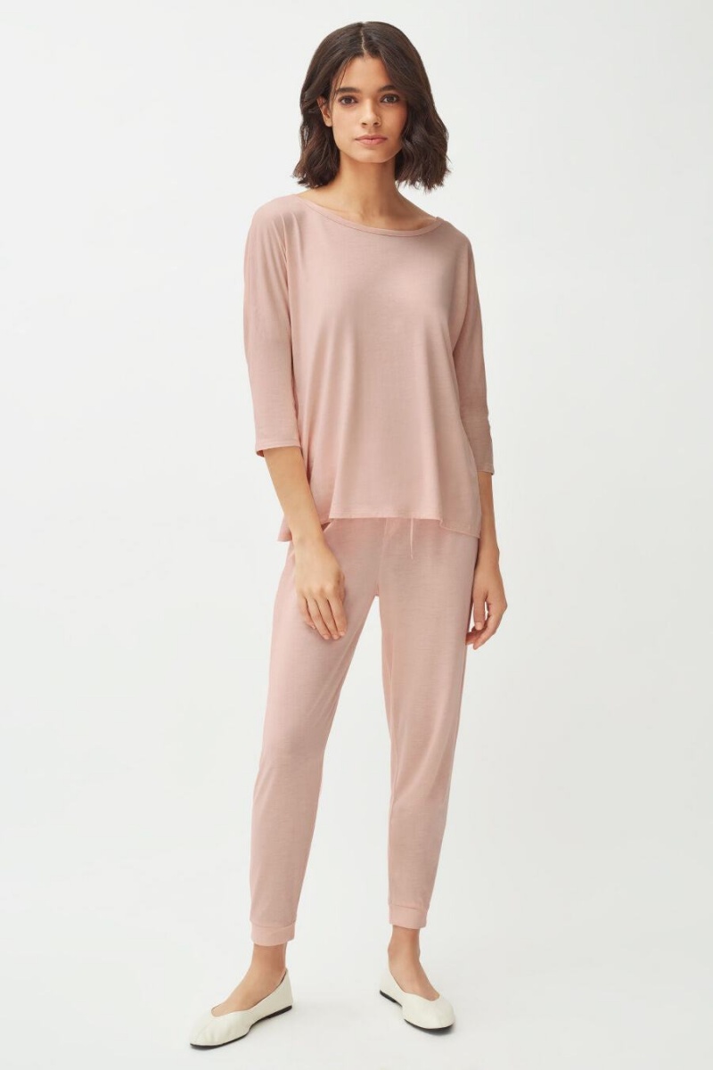 Spodnie Damskie Cuyana Organic Pima Tapered Różowe | CYL3095XW