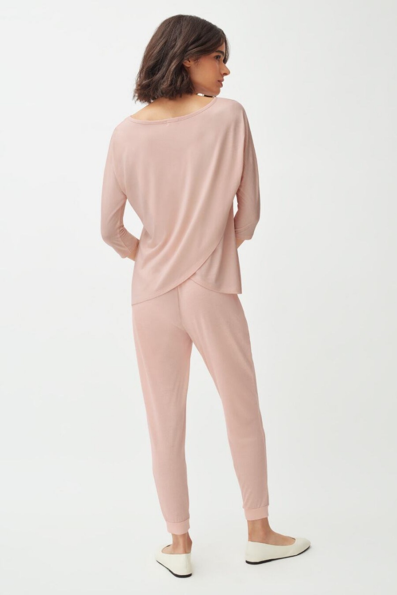 Spodnie Damskie Cuyana Organic Pima Tapered Różowe | CYL3095XW