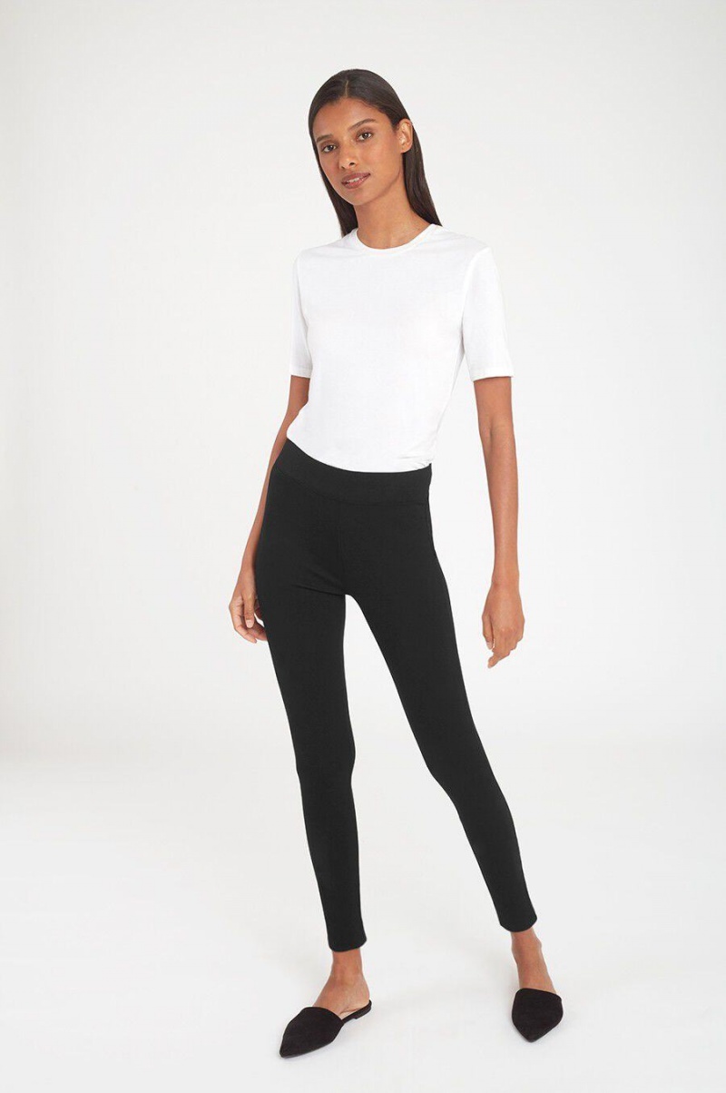 Spodnie Damskie Cuyana Ponte Legging Czarne | QUS7434DZ