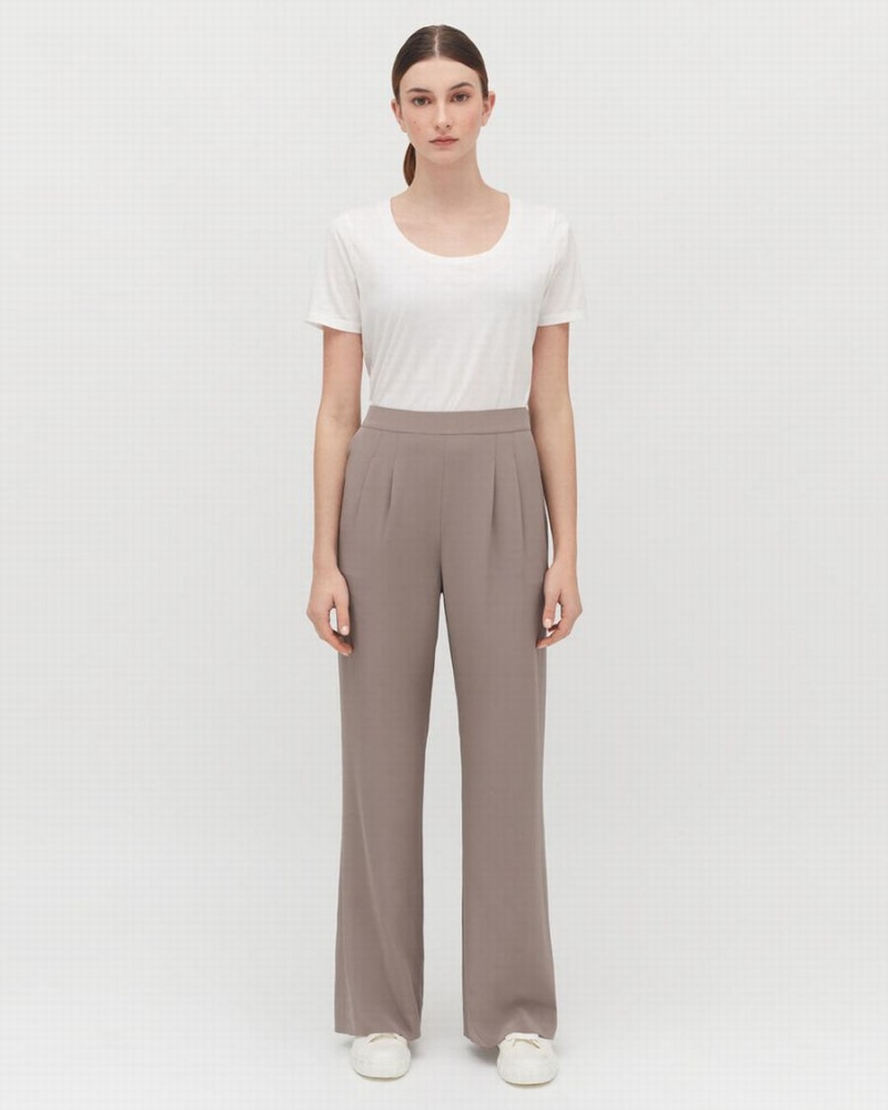 Spodnie Damskie Cuyana Silk Szerokie-Leg Głęboka Brązowe | LZH9824FU