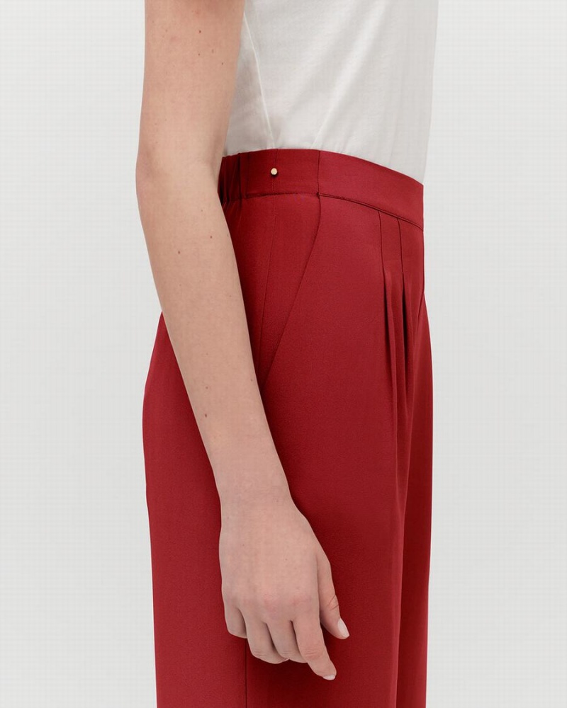 Spodnie Damskie Cuyana Silk Szerokie-Leg Czerwone | WLK6469EC