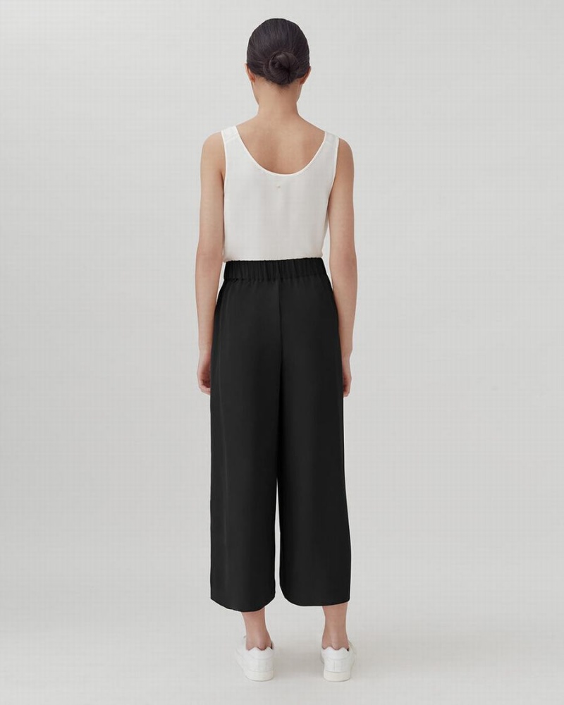 Spodnie Damskie Cuyana Washable Silk Szerokie-Leg Cropped Czarne | GMG5919NA
