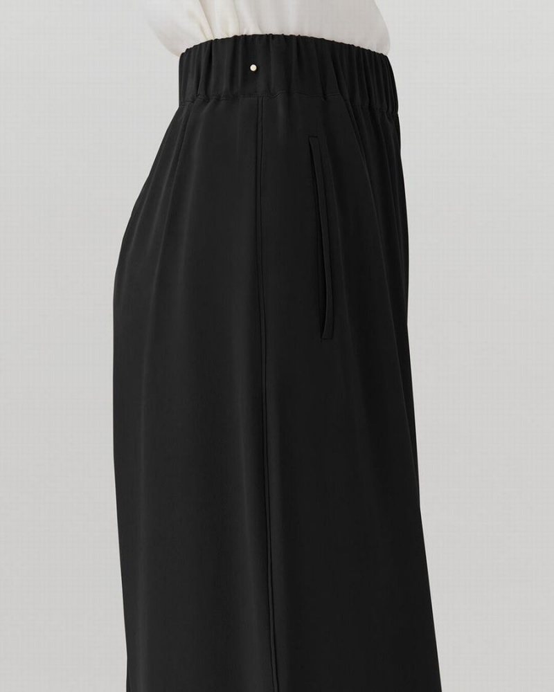 Spodnie Damskie Cuyana Washable Silk Szerokie-Leg Cropped Czarne | GMG5919NA