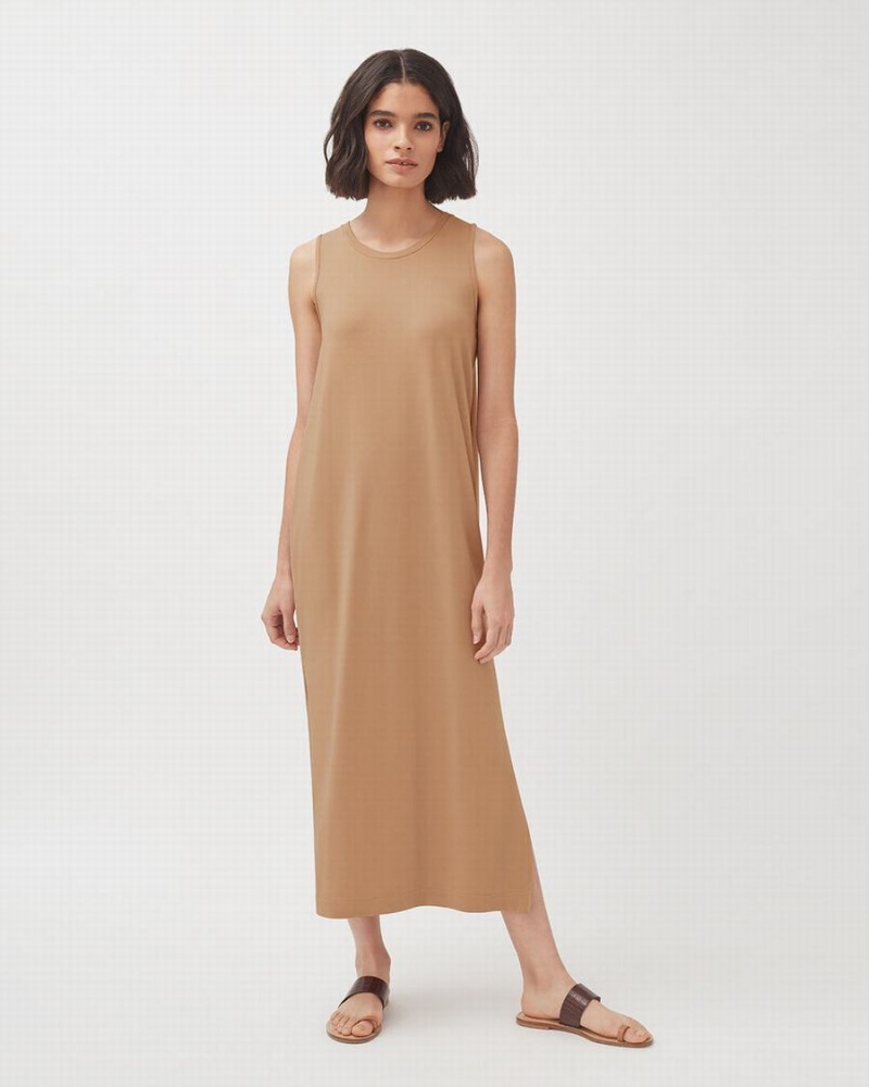 Sukienka Damskie Cuyana Drape-Back Brązowe | GNF2425SV
