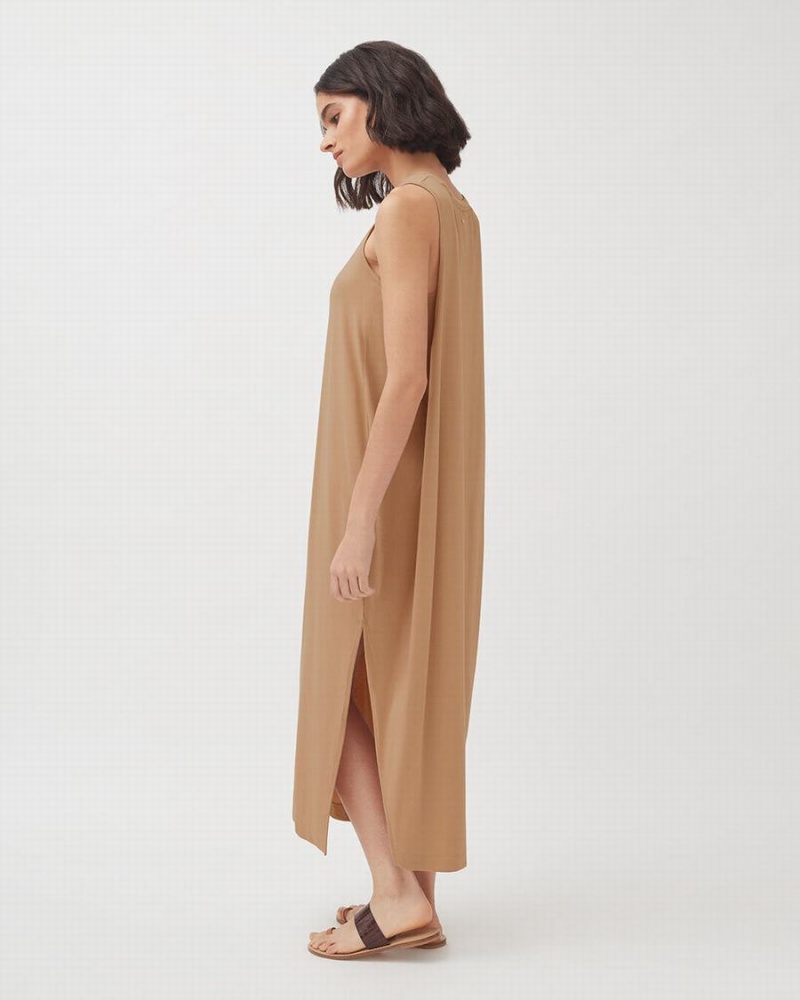 Sukienka Damskie Cuyana Drape-Back Brązowe | GNF2425SV