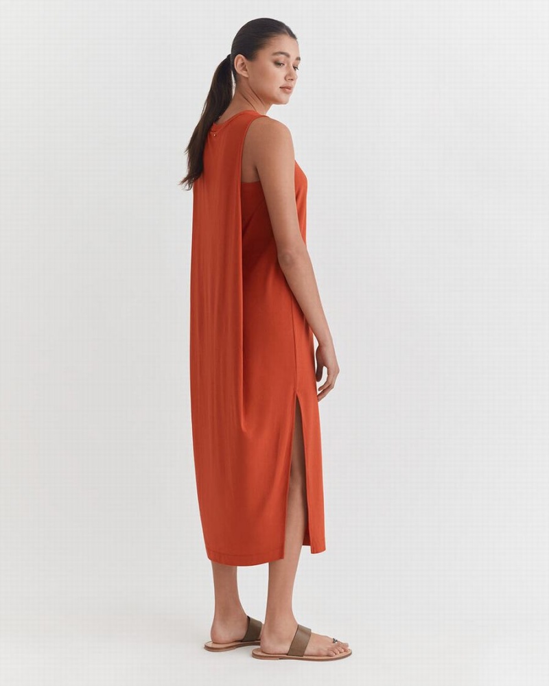 Sukienka Damskie Cuyana Drape-Back Pomarańczowe | PTT7260MB