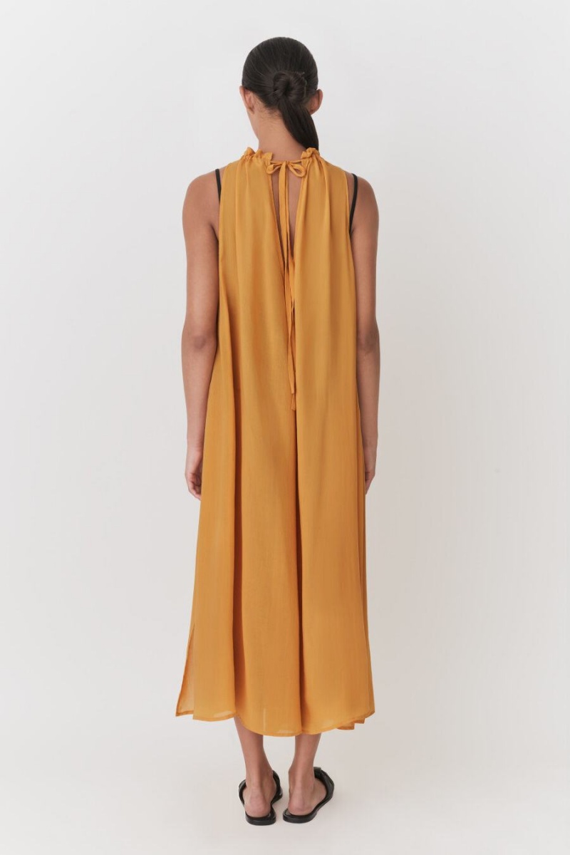 Sukienka Damskie Cuyana Gathered-Neck Maxi Cover Up Żółte | DNZ4411BM