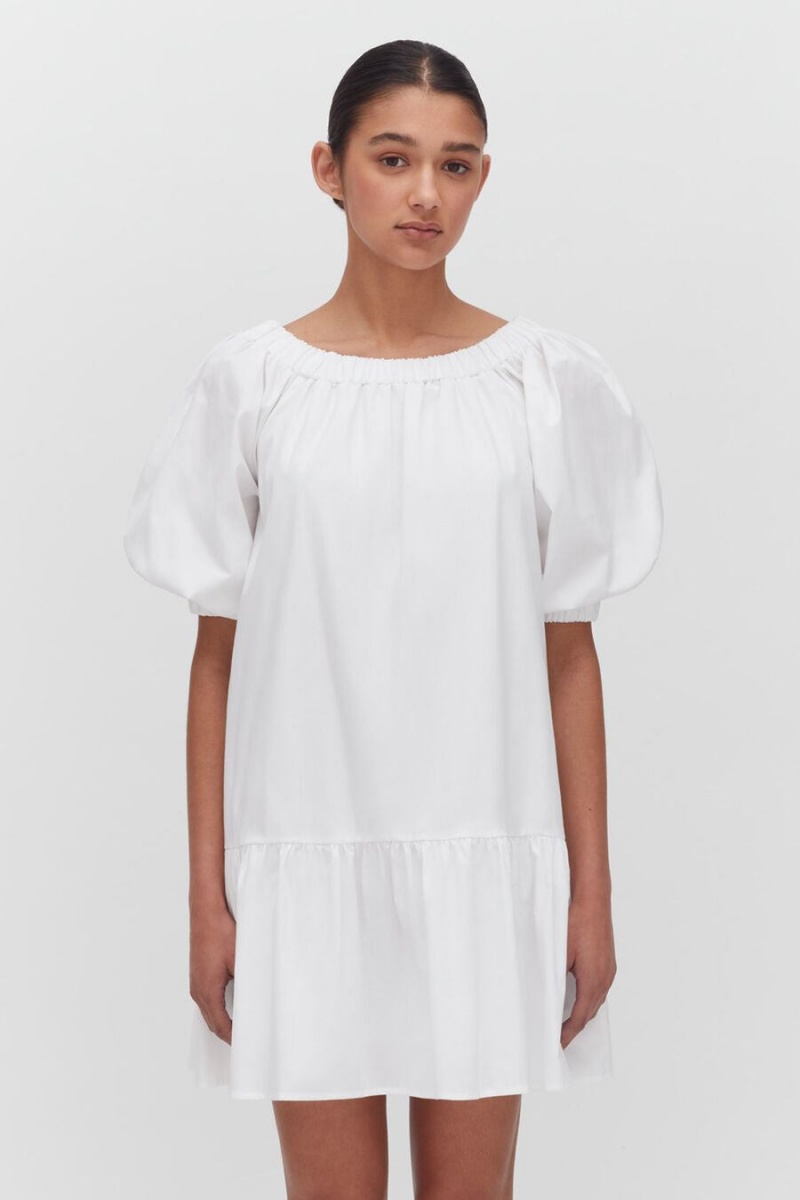 Sukienka Damskie Cuyana Poplin Off The Shoulder Białe | SSM9244YM