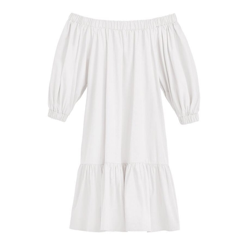 Sukienka Damskie Cuyana Poplin Off The Shoulder Białe | SSM9244YM