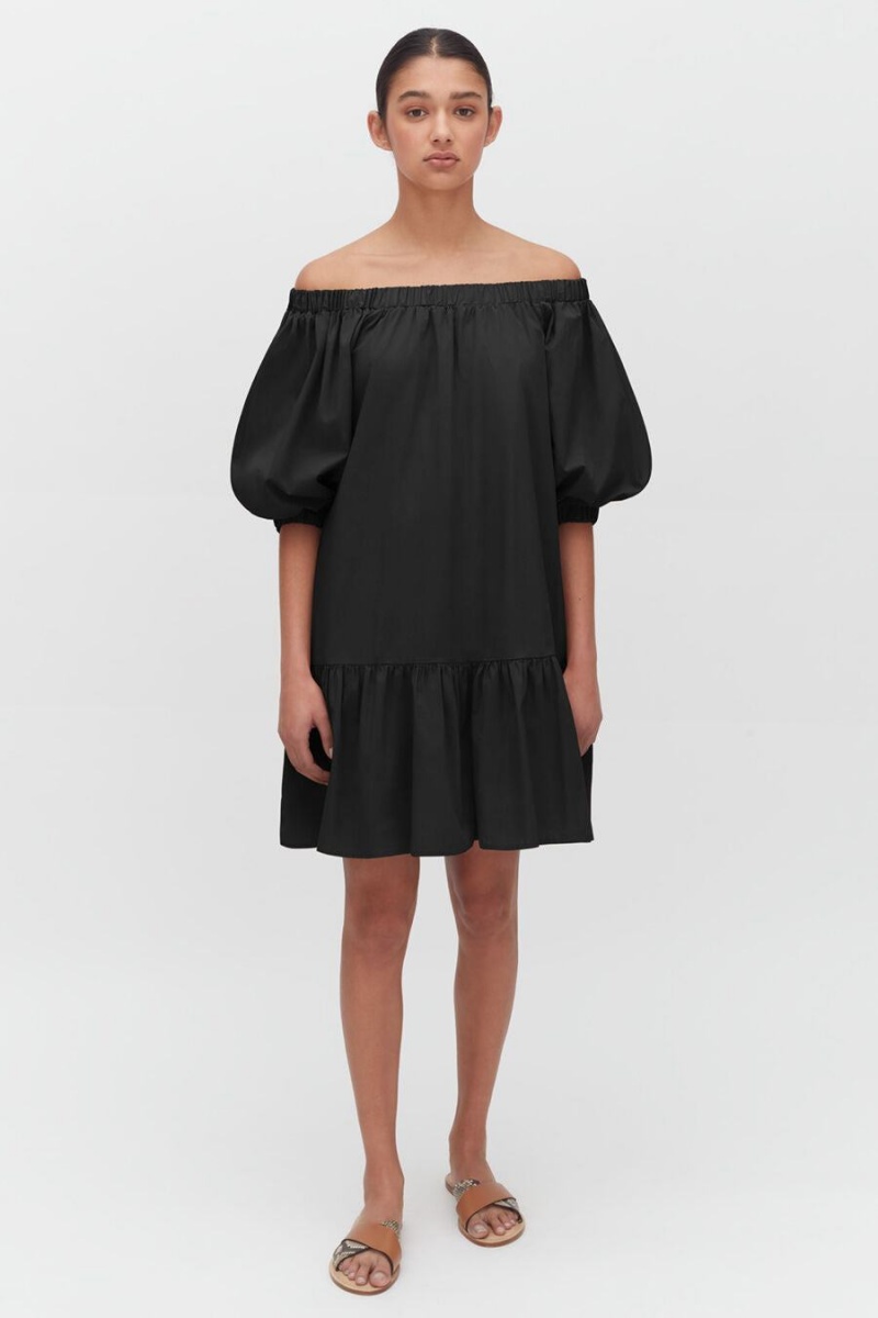 Sukienka Damskie Cuyana Poplin Off The Shoulder Czarne | WFA4420VX