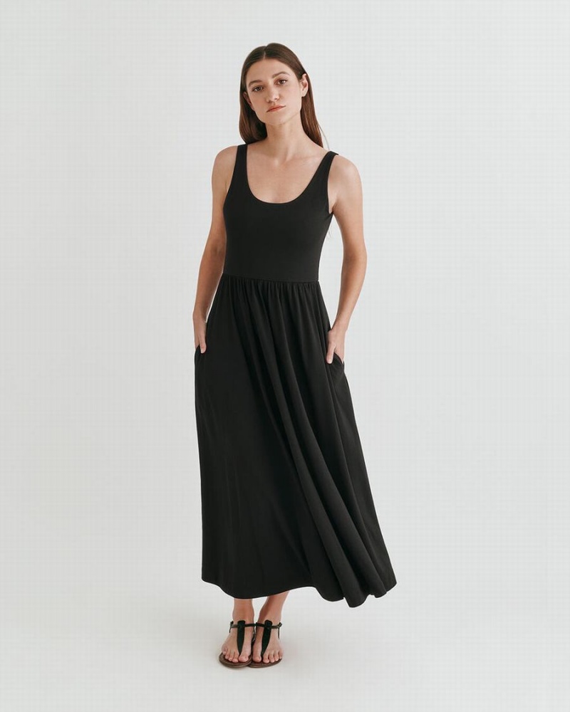 Sukienka Damskie Cuyana Scoop Neck Czarne | WTG6064JT