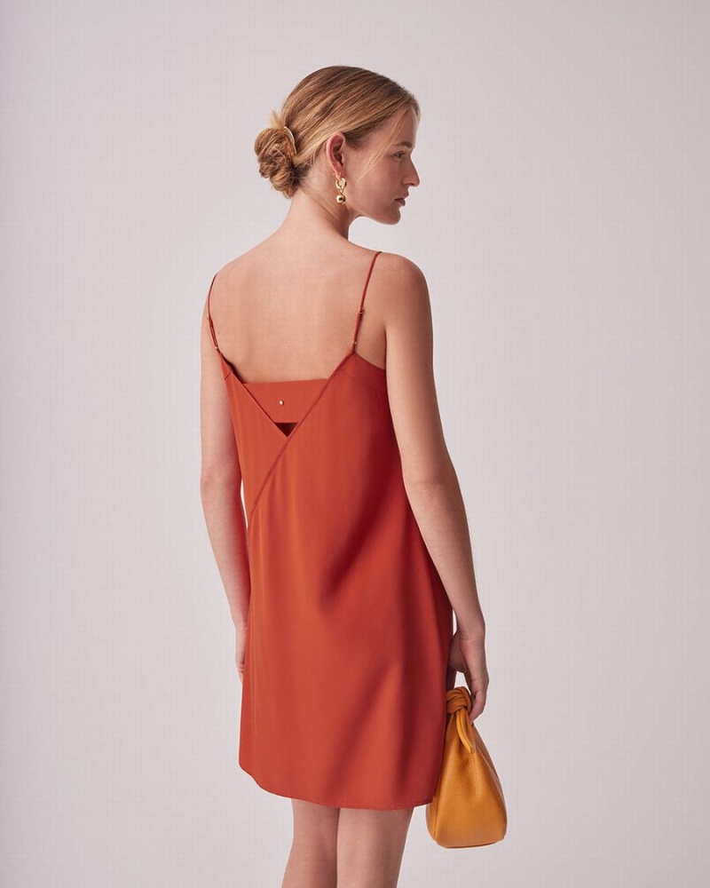 Sukienka Damskie Cuyana Silk Krótkie Slip Pomarańczowe | UXM2813RI