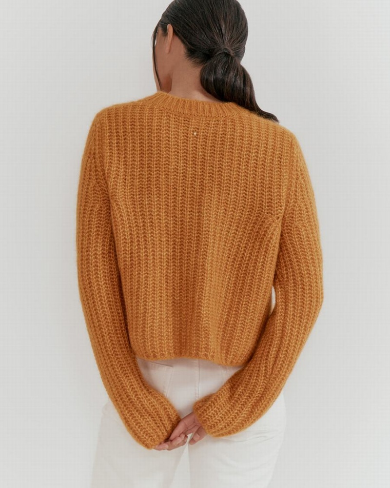 Swetry Damskie Cuyana Alpaca Wełna Crewneck Żółte | CGZ1916AH