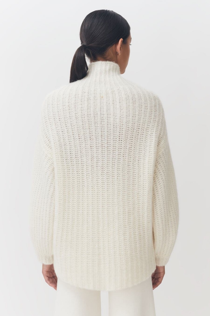 Swetry Damskie Cuyana Alpaca Wełna Turtleneck Białe | UQR3859BP