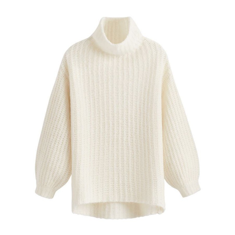 Swetry Damskie Cuyana Alpaca Wełna Turtleneck Białe | UQR3859BP