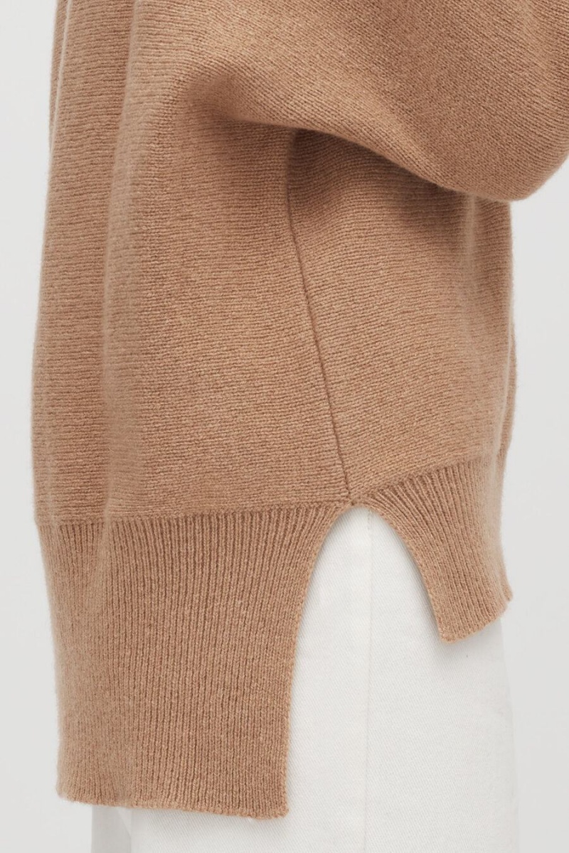 Swetry Damskie Cuyana Recycled Cashmere Split-Neck Brązowe | JRM696ZE
