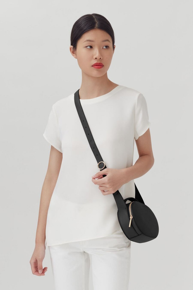 Torba Crossbody Damskie Cuyana Top Handle Czarne | YER8698GD