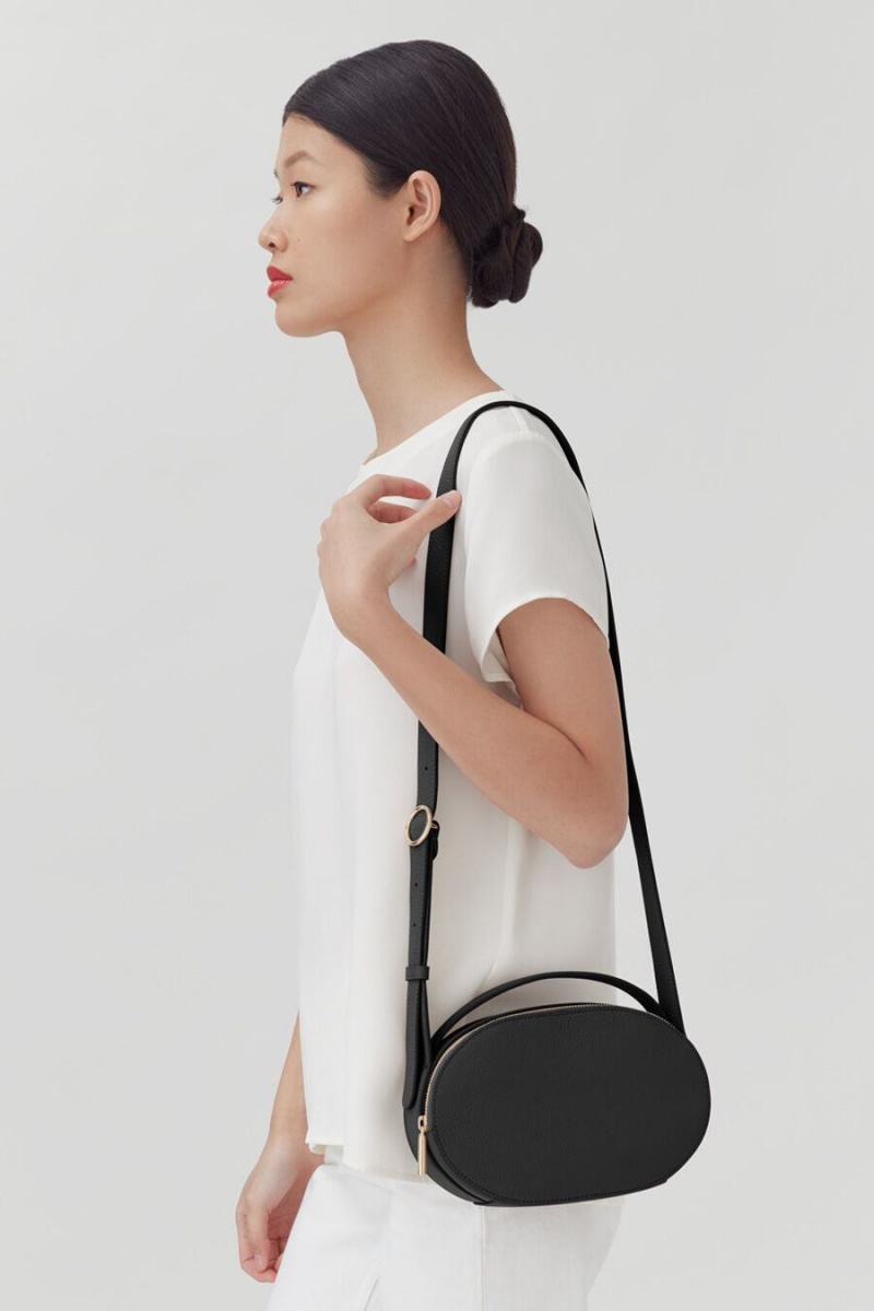Torba Crossbody Damskie Cuyana Top Handle Czarne | YER8698GD