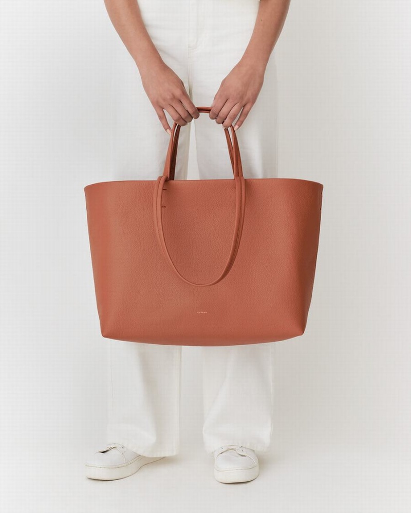 Torby Tote Damskie Cuyana Klasyczne Easy Czerwone Brązowe | JIC853UK