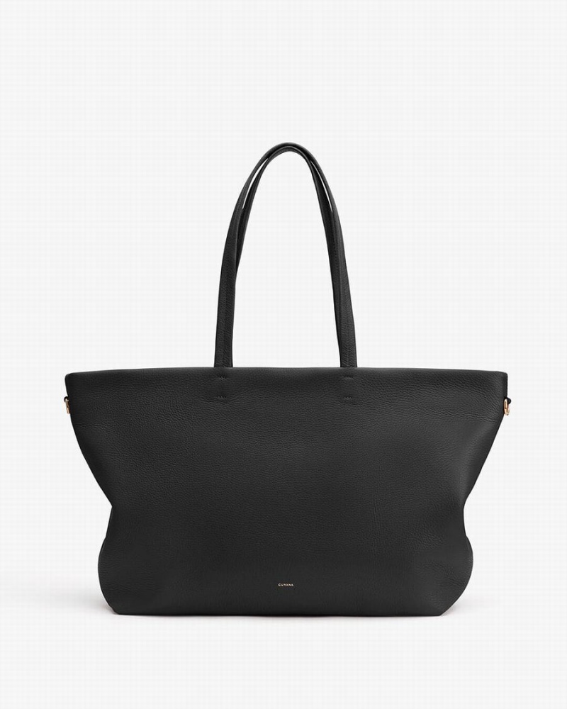 Torby Tote Damskie Cuyana Klasyczne Easy Zamkiem Czarne | DDO4990IG