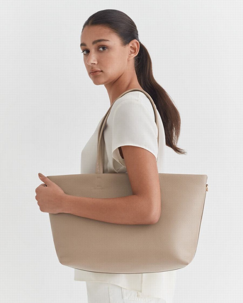 Torby Tote Damskie Cuyana Small Easy Zamkiem Szare | ONU7291DH