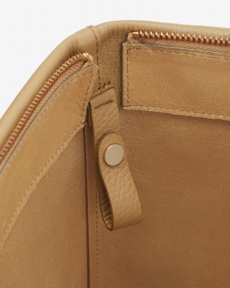 Torby Tote Damskie Cuyana Small Easy Zamkiem Żółte Brązowe | IFH994ET